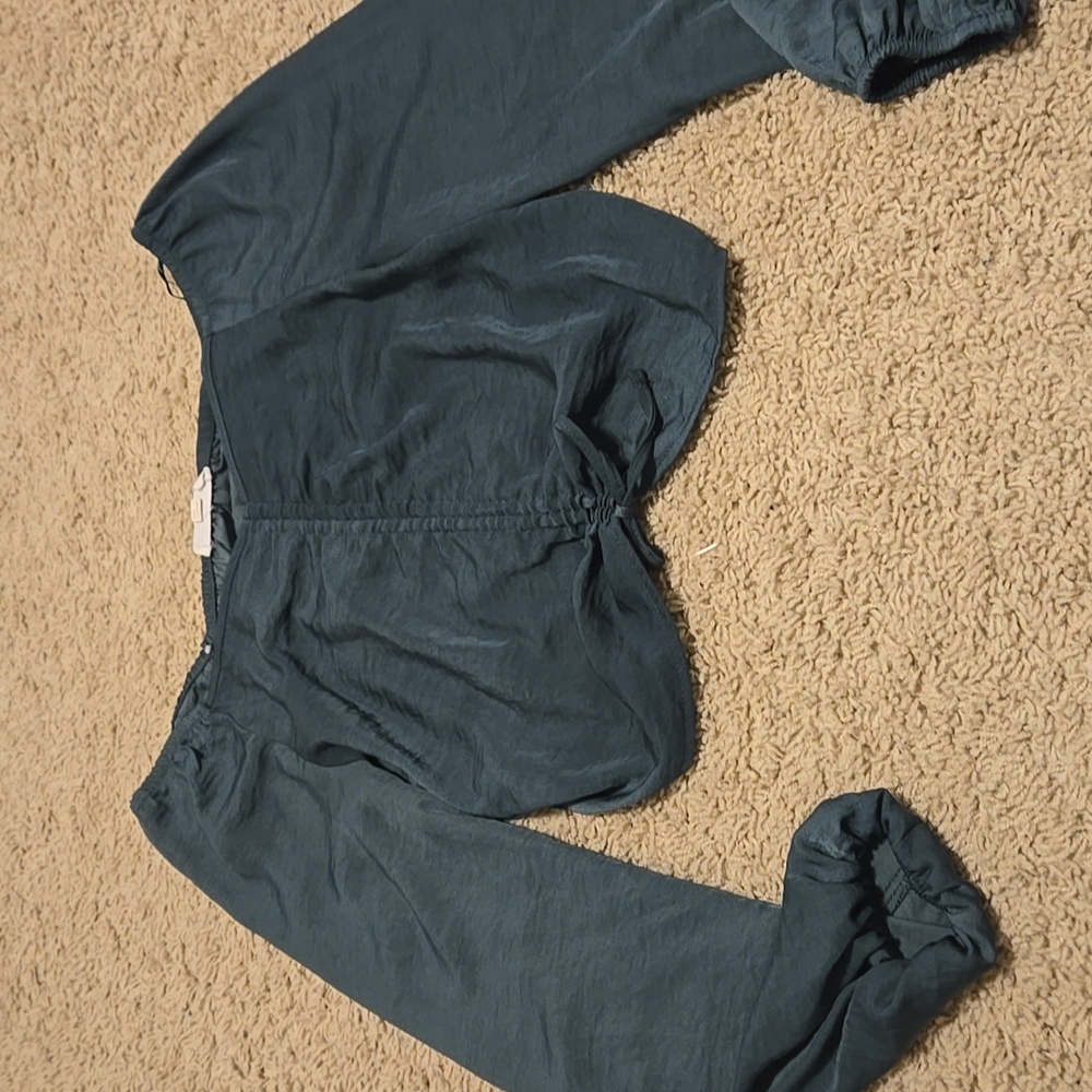 Dark Green Silky Tie Top Size Small